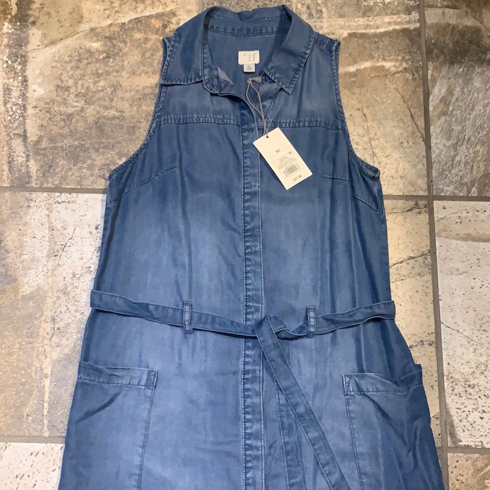 A New Day Denim Belted Dress with pockets